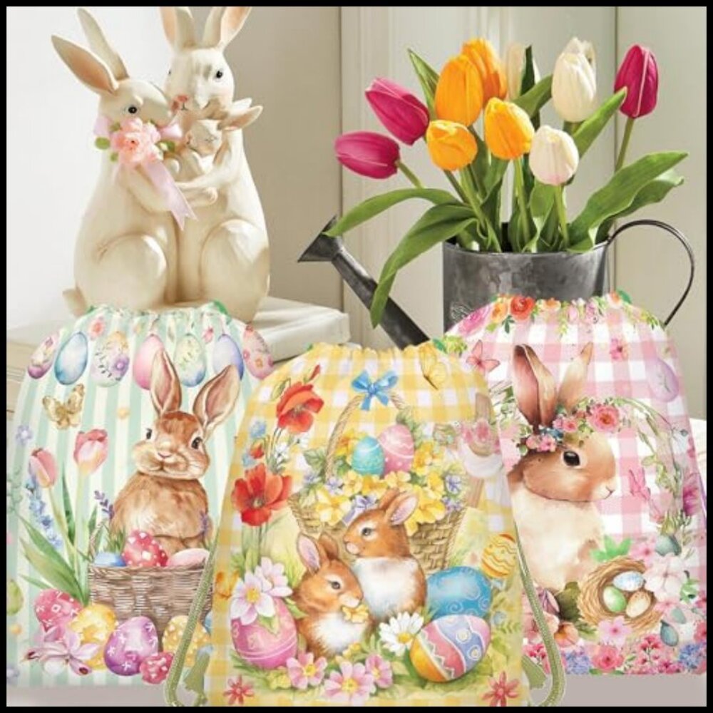 Easter Drawstring Backpack Set Non-Woven Gym Trav… - image 4